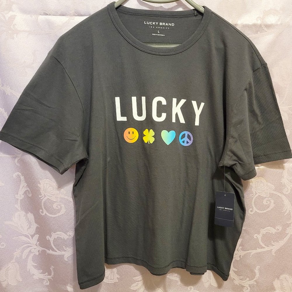 LUCKY BRAND ~ Dark Gray Graphic T-Shirt Crop Top - NEW!